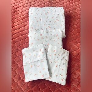 Sheet Set Bedding Pink Flowers Dbl Brushed Microfiber 4 Pieces Full Sz